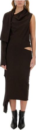 Courr&egrave;ges Off-Shoulder Jurk - Dames - Casual kleedjes - Bruin - XS - Katoen - Kleedjes