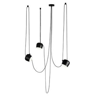 FLOS AIM Small LED-Pendelleuchte mit Baldachin, schwarz (3-flammig)