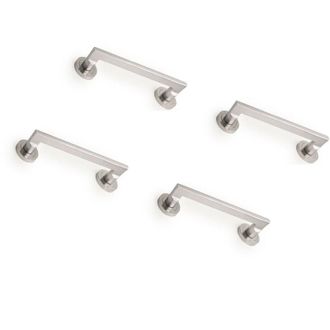 Emuca Lote De 4 Tiradores Rectos Con Rosetas De Di&aacute;metro 50mm Para Puertas Correderas, Aluminio, N&iacute;quel Satinado - Emuca