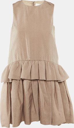 Victoria Beckham Beige Silk Blend Tiered Frill Mini Dress