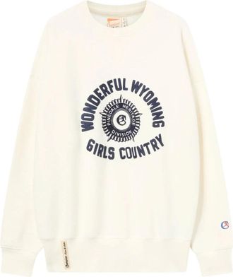 Champion Cr&egrave;me Sweater met Appliqu&eacute; Details - Heren - Sweatshirts - Beige - L - Hoodies & sweatvesten