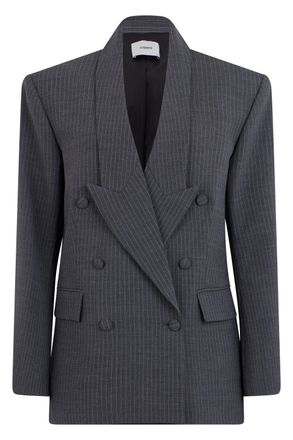 Coperni Double-Breasted Pinstriped Blazer - Gray