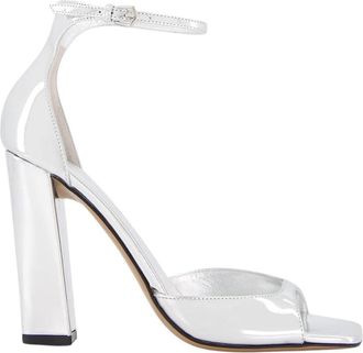 PARIS TEXAS Zilveren Spiegel Leren Sandalen - Dames - Sandalen met hakken - Grijs - 40 EU - Leer - Schoenen