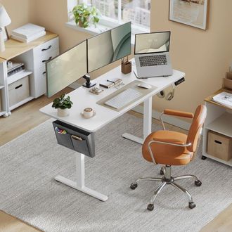 Vasagle Large Electric Height Adjustable Desk 4 Memory Storage Pocket in White