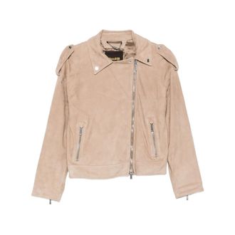 Moorer Light Jackets, female, Beige, Size: S Leather Outerwear Moorer