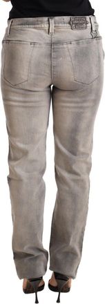 Ermanno Scervino Womens Gray Washed Low Waist Skinny Trouser Cotton Jeans