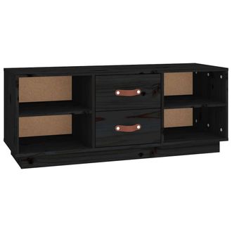 vidaXL Vidaxl - Mueble De Tv De Madera Maciza De Pino Negro 100x34x40 Cm