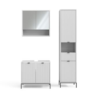 Vicco Conjunto De Muebles De Ba&ntilde;o Eliza, Blanco, 3 Partes, Con Unidad Alta