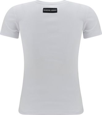 Marine Serre Embroidered Logo Cotton T-Shirt - White