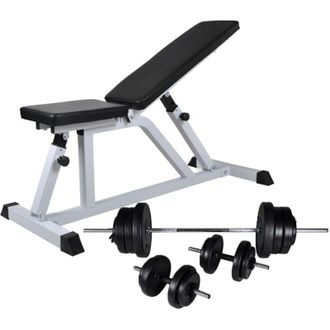 vidaXL Panca da Palestra con Bilanciere e Set di Manubri 60,5 kg - Vidaxl