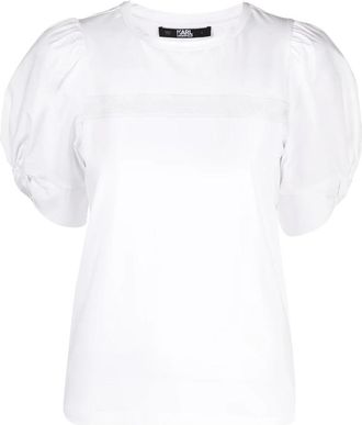 Karl Lagerfeld Top met pofmouwen - Dames - Blouses - Wit - XS - Katoen - Overhemden
