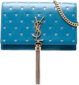 Saint Laurent Pre-owned Cross Body Bags, female, Blue, Size: ONE SIZE Pre-owned The Kate Wallet on Chain