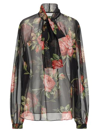 Dolce & Gabbana Black Silk Pattern Womens Shirt