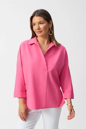 Joseph Ribkoff Poplin Boxy 3/4 Sleeves Shirt In Bubblegum