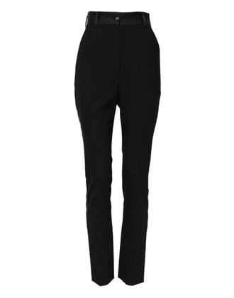 Dolce & Gabbana Womens Slim Fit Tailored Pants - Black Wool - Size EU 36 (Womens)