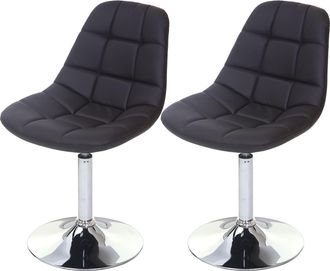 Hhg Nunca Usado] Juego De 2 Sillas De Comedor Hhg 837, Silla Giratoria, Cromo, Polipiel Marr&oacute;n