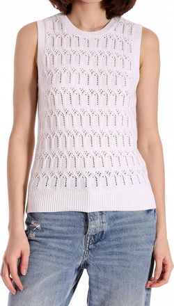 Minnie Rose Pointelle Cotton Cashmere Sleeveless Top In White