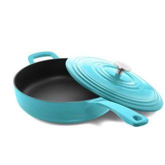 Chantal 5 qt. Round Cast-Iron Saute Skillet w/ Lid in Sea Blue at Nordstrom