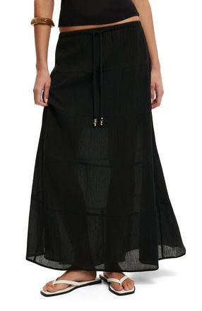 Cotton On Womens Haven Multi Tiered Maxi Skirt in Black Texture at Nordstrom, Size 10