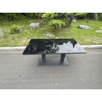 Fimous Fimous Aluminum Garden Furniture Rising Adjustable Lifting Dining or Coffee Table Easy Stop 2 Gas Line Dark Grey