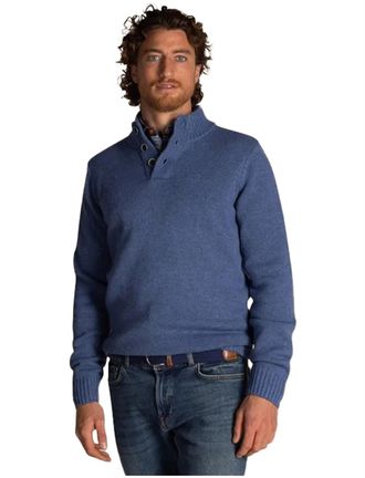 N-Z-A- NEW ZEALAND AUCKLAND Normale fit blauw Adan NZA trui half zip knopen