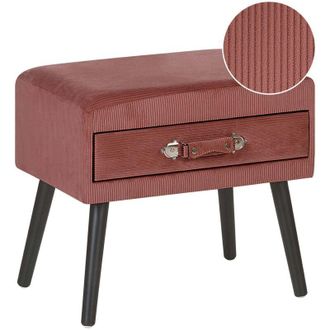Beliani Beliani - Tavolino con Contenitore in Velluto a Coste Gambe Nere 46 x 50 x 35 cm Eurostar