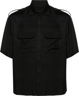 Neil Barrett epaulettes short-sleeve shirt - men - TENCEL/Viscose - L - Black