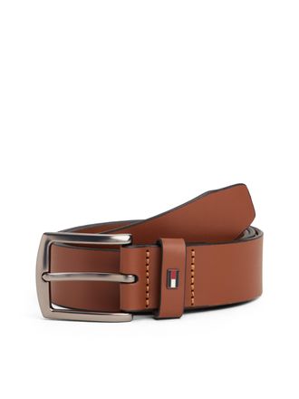 Tommy Hilfiger Lederg&uuml;rtel TOMMY HILFIGER DENTON 3.5 cm breit EXT, Herren, Gr. 11,5, winter cognac, Rindsleder, G&uuml;rtel Lederg&uuml;rtel, Einfachdornschliesse, Metalllogo