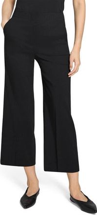 Theory Clean Terena Crop Wide Leg Linen Blend Pants in Black at Nordstrom, Size 12