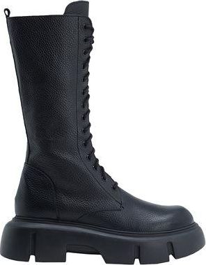 8 by YOOX LEATHER HIGH COMBAT ANKLE BOOTS