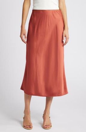 Treasure & Bond Bias Cut Satin Midi Skirt in Rust Marsala at Nordstrom Rack, Size Xx-Small