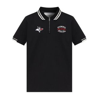 Iceberg Polo Shirts, male, Black, Size: 2XL Piquet Polo