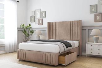 Sloomy Camden Naples Divan Set No Drawers-54 Wingback-Footboard in Light Brown | Size: Single