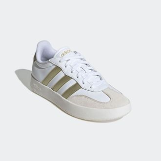 adidas Sneaker ADIDAS SPORTSWEAR BARREDA, Damen, Gr. 38,5, weiss (cloud wei&szlig;, gold metallic, aluminium), Leder, Synthetik, Schuhe Sneaker, inspiriert vom Des