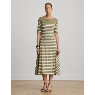 Ralph Lauren Midi-jurk met korte mouwen en strepen