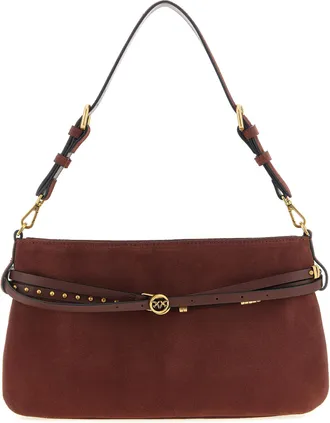 Pinko Bordeaux Cowhide Shoulder Womens Bag