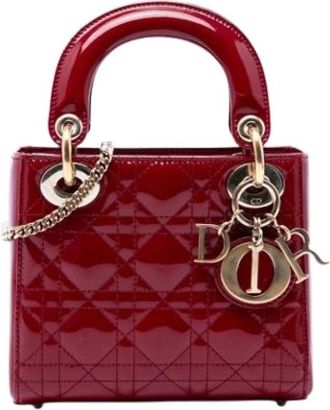 Dior Pre-owned Lady Handbag - Dames - Vintage Mini Tas - Rood - ONE Size - Leer - Vintage