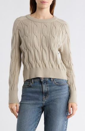 Vigoss Cable Stitch Crewneck Sweater in Sage at Nordstrom Rack, Size X-Large