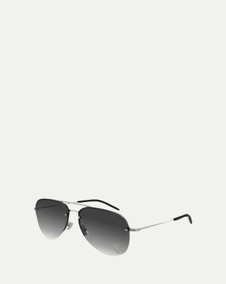 Saint Laurent YSL Semi-Rimless Metal Aviator Sunglasses