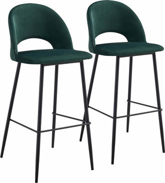 Oviala Lote de 2 sillas de metal y terciopelo verde