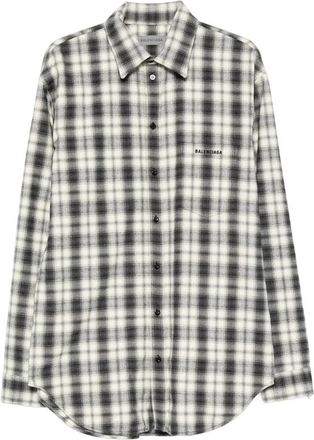 Balenciaga Check-pattern Logo-embroidered Shirt