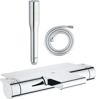 GROHE Pack Mezclador Termost&aacute;tico De Ba&ntilde;era Grohe Grohtherm 2000 + Teleducha Vitalio Get Stick 1 Jet + Flexo