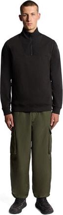 Lyle & Scott Panelled Hybrid Quarter Zip Sweatshirt in Black Ice at Nordstrom, Size Xx-Large