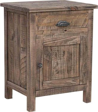 Wanderlust Deco Mesita De Noche De Madera Marr&oacute;n 50x40x65h Cm