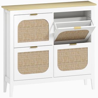 HOMCOM Zapatero estrecho 105x24x95.5 cm blanco