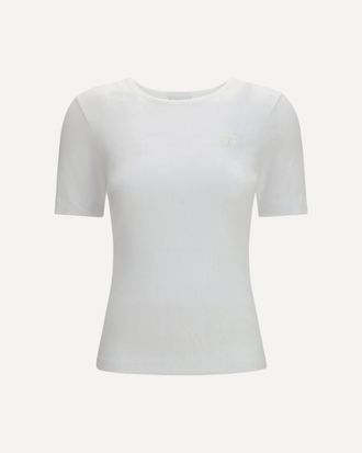 Ganni Ribbed cotton T-shirt Female L