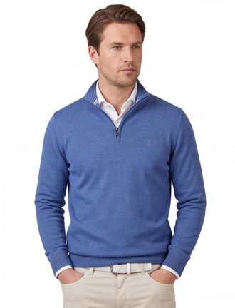 Scotland Blue trui Scotland Blue blauw normale fit half zip rits
