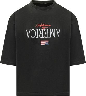 Willy Chavarria Welcome To America Buffalo Tee - Heren - T-shirts - Zwart - XS - Katoen - Tops