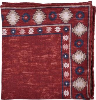 Brunello Cucinelli MenS Red Wool Patterned Pocket Square, One Size