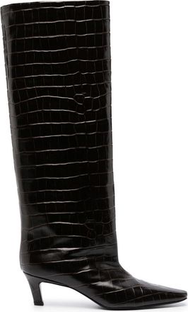 Toteme crocodile-embossed knee-high boots - women - Calf Leather/Calf Leather/Calf Leather - 40 - Brown